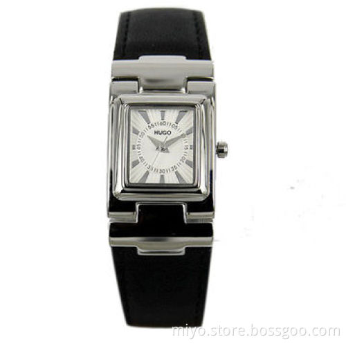 Ladies' Stainless Steel Watch with Genuine Leather Band and CE/RoHS Marks